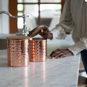 Hammered Copper Canisters Set of 2